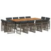 vidaXL 13-tlg. Garten-Essgruppe mit Kissen Grau Poly Rattan
