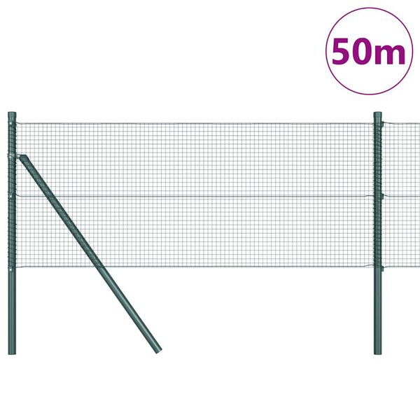 vidaXL Zaunpfosten Gr&uuml;n 50 x 0,6 m (16 x 16 mm Maschen) Stahl und PVC