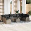 vidaXL Sofa Set mit Kissen mit Speicher 11 pcs Hellgrau Poly-Rattan