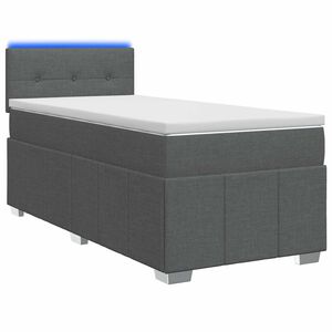 vidaXL Boxspringbett mit Matratze und LED Dunkelgrau 90 x 190 cm Stoff