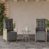 vidaXL 3-tlg. Bistro-Set mit Kissen Hellgrau Poly Rattan