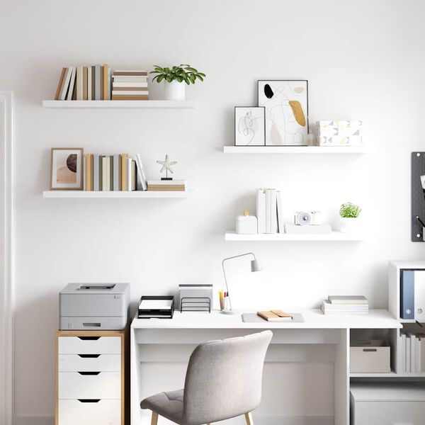 vidaXL Schweberegale 4 Stk. Wei&szlig; 90x23,5x3,8 cm MDF