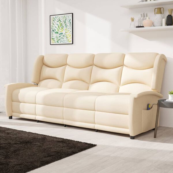 vidaXL 4-Sitzer Massagesessel Creme Stoff