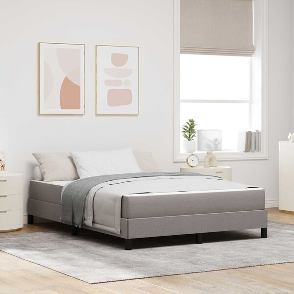 vidaXL Boxspringbett mit Matratze Taupe 160 x 200 cm Stoff