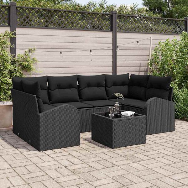 vidaXL Gartensofa-set Schwarz 55 x 55 x 37 cm Poly-Rattan