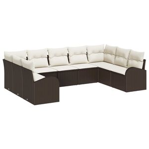 vidaXL Gartensofa-set mit Kissen 9 pcs Braun und Wei&szlig; Poly-Rattan