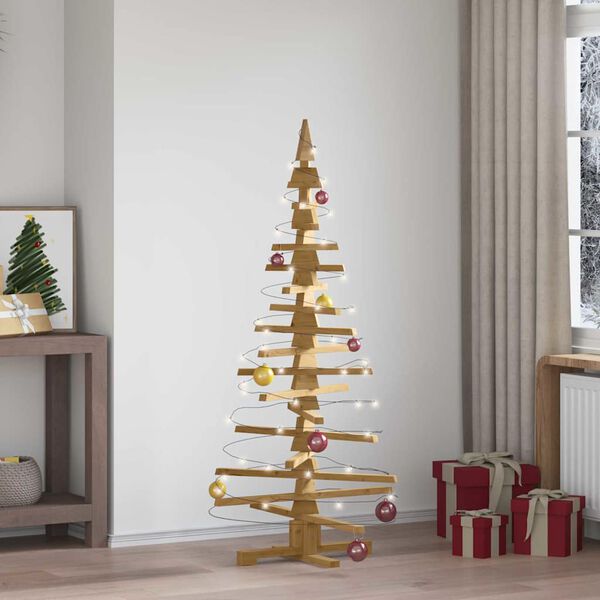 vidaXL Holz Weihnachtsbaum mit St&auml;nder Braun 150 cm Massivholz Kiefer