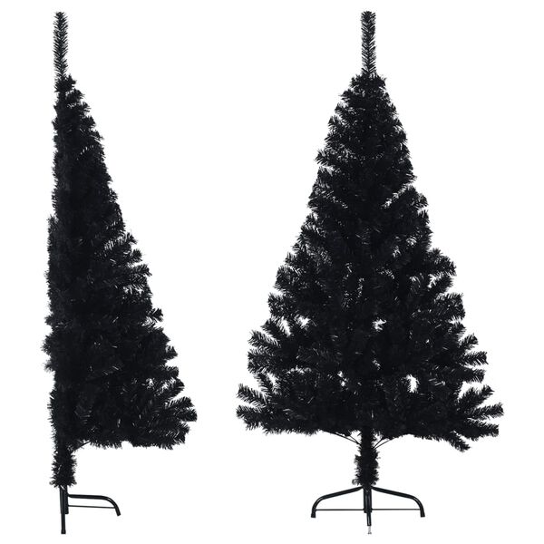 vidaXL Künstlicher Halb-Weihnachtsbaum mit Ständer Schwarz 120 cm PVC
