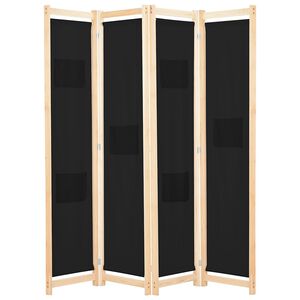 vidaXL 4-teiliger Raumteiler Schwarz 160 x 170 x 4 cm Stoff