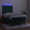 vidaXL Boxspringbett mit Matratze & LED Dunkelgr&uuml;n 100x200 cm Samt