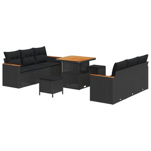 vidaXL Gartensofa-set mit Kissen 11 pcs Schwarz Poly-Rattan