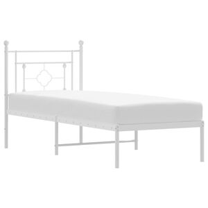 vidaXL Metallbett ohne Matratze mit Kopfteil Wei&szlig; 75x190 cm