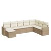 vidaXL 8-tlg. Garten-Sofagarnitur mit Kissen Beige Poly Rattan