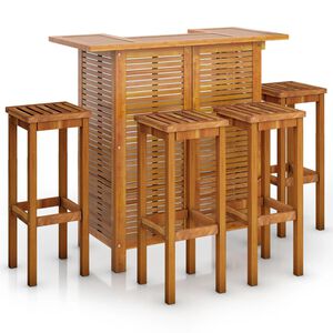 vidaXL 5-tlg. Gartenbar-Set Massivholz Akazie