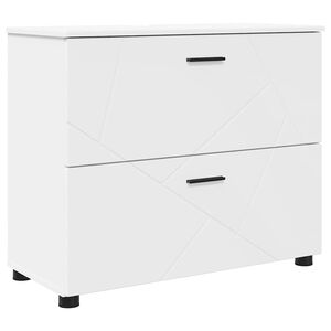 vidaXL Badezimmerschrank Wei&szlig; 76,5 x 35 x 64 cm Holzwerkstoff & Metall