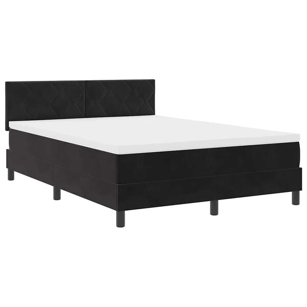 vidaXL LED Boxspringbett mit Matratze Schwarz 140 x 190 cm Samt