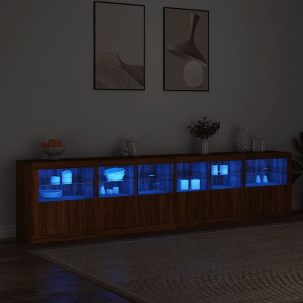 vidaXL Sideboard mit LED-Leuchten Braun Eichen-Optik 283x37x67 cm