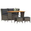 vidaXL 4-tlg. Garten-Essgruppe mit Kissen Grau Poly Rattan