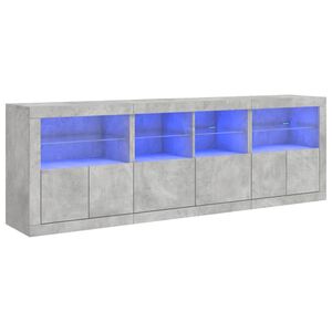 vidaXL Sideboard mit LED-Leuchten Betongrau 202x37x67 cm