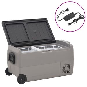 vidaXL K&uuml;hlbox mit Rollen und Adapter Schwarz & Grau 36 L PP & PE