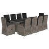 vidaXL 11-tlg. Garten-Essgruppe mit Kissen Grau Poly Rattan