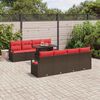 vidaXL Gartensofa-set mit Speicher 9 pcs Braun und Rot Poly-Rattan