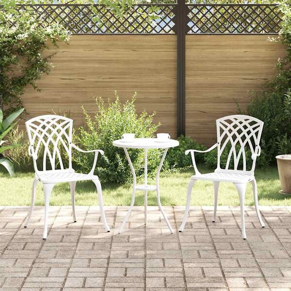 vidaXL Gartenstuhl 2 pcs Wei&szlig; 53 x 51 x 88,5 cm Aluminium