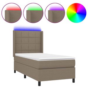 vidaXL Boxspringbett mit Matratze & LED Taupe 80x200 cm Stoff