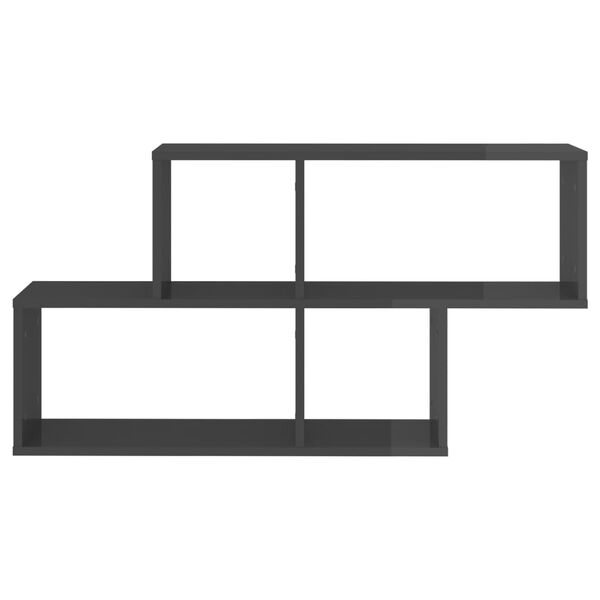 vidaXL Wandregal Hochglanz-Grau 100x18x53 cm Holzwerkstoff