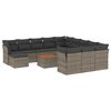 vidaXL 13-tlg. Garten-Sofagarnitur mit Kissen Grau Poly Rattan