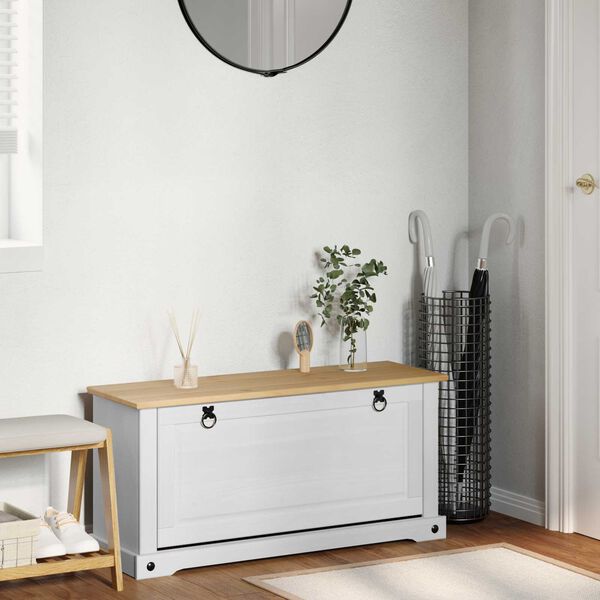 vidaXL Schuhschrank Corona Wei&szlig; 99 x 32 x 49 cm Massives Kiefernholz