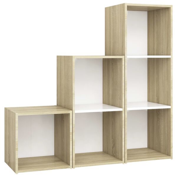 vidaXL 3-tlg. TV-Schrank-Set Weiß Sonoma-Eiche Holzwerkstoff