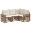 vidaXL Gartensofa-set 4 stk. 4-Sitzer Beige und Cremewei&szlig; Poly-Rattan