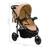vidaXL 3-Rad-Kinderwagen Taupe und Schwarz Stahl