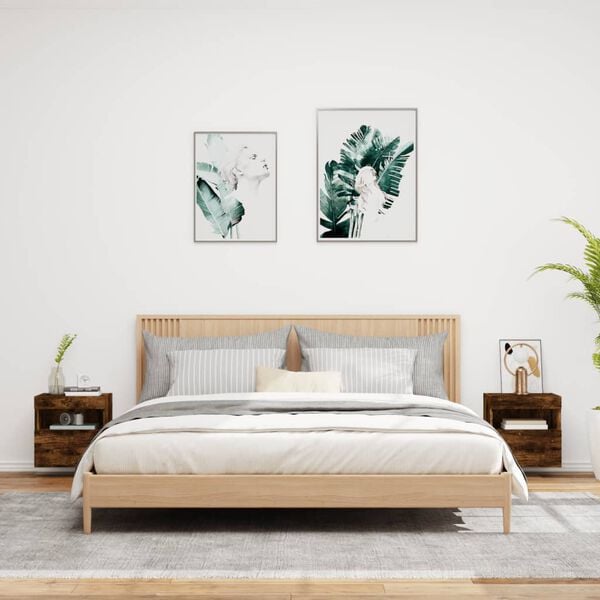 vidaXL TV-Wandschr&auml;nke mit LED-Leuchten 2 Stk. R&auml;uchereiche 40x30x40cm