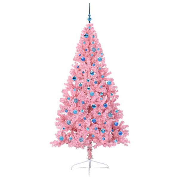 vidaXL K&uuml;nstlicher vorbeleuchteter Weihnachtsbaum Rosa 240 cm PVC