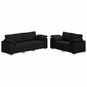 vidaXL Sofa 2 pcs Schwarz 219 x 80 x 82 cm Stoff