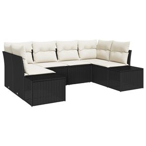 vidaXL Gartensofa-set mit Speicher 6 pcs Schwarz und Creme Poly Rattan