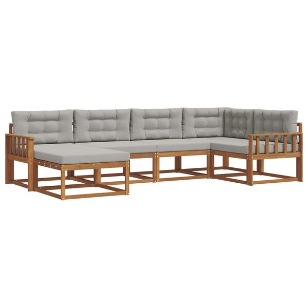 vidaXL Outdoor-Sofagarnitur mit Kissen 6 pcs Nat&uuml;rlich und Hellgrau