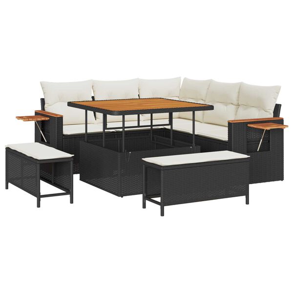 vidaXL Gartensofa-set mit Kissen 8 pcs Schwarz und Creme