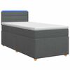 vidaXL Boxspringbett mit Matratze und LED Dunkelgrau 90 x 190 cm Stoff