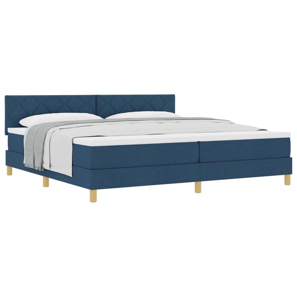 vidaXL Boxspringbett mit Matratze mit Kopfteil Blau 200 x 200 cm Stoff