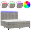 vidaXL Boxspringbett mit Matratze & LED Hellgrau 180x200 cm Samt