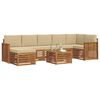 vidaXL Ecksofa Set mit Kissen 8 pcs Natur und Beige Massivholz Akazie