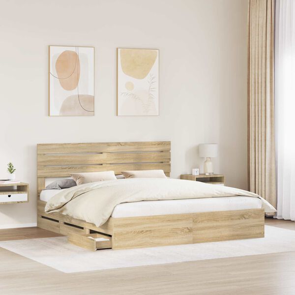 vidaXL Bettrahmen Sonoma-Eiche 180 x 200 cm Ingenieurs Holz