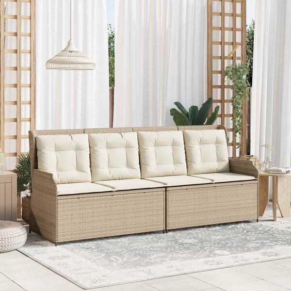 vidaXL Gartenbank Beige Poly-Rattan