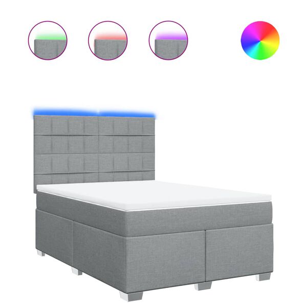 vidaXL Boxspringbett mit Matratze Hellgrau 160x200 cm Stoff