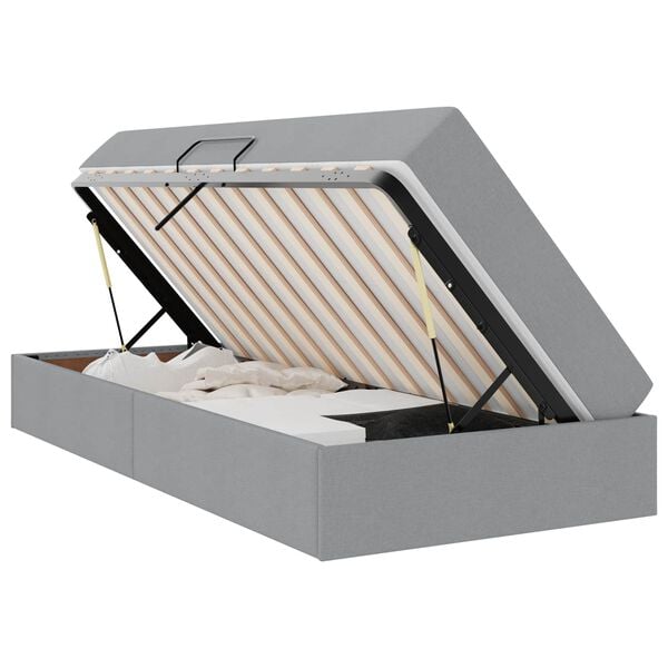 vidaXL Aufbewahrungsbett mit Matratze Hellgrau 90 x 190 cm Polyester