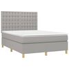 vidaXL Boxspringbett mit Matratze & LED Hellgrau 140x200 cm Stoff