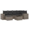 vidaXL 7-tlg. Garten-Sofagarnitur mit Kissen Grau Poly Rattan